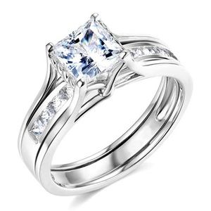 14K Shank 1-CT Princess-Cut Solitaire CZ Ring